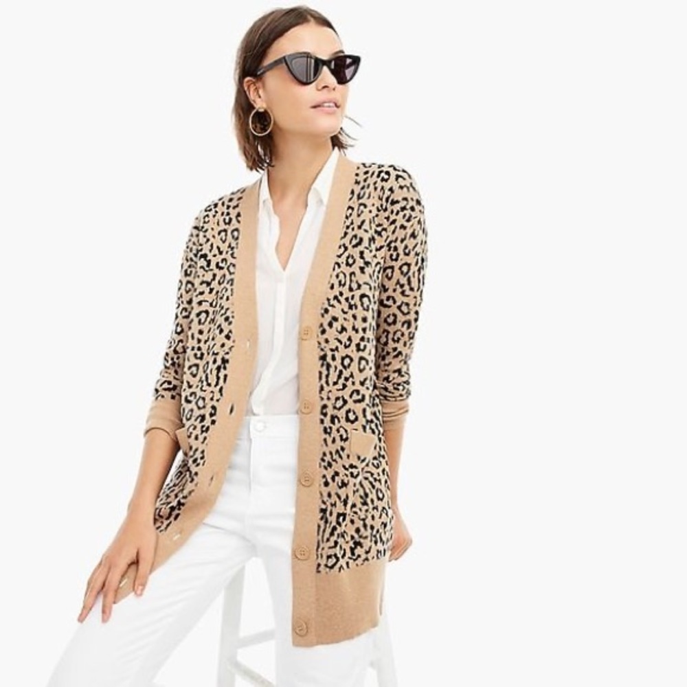 J. Crew Leopard Print Long Cardigan Sweater (size XS)